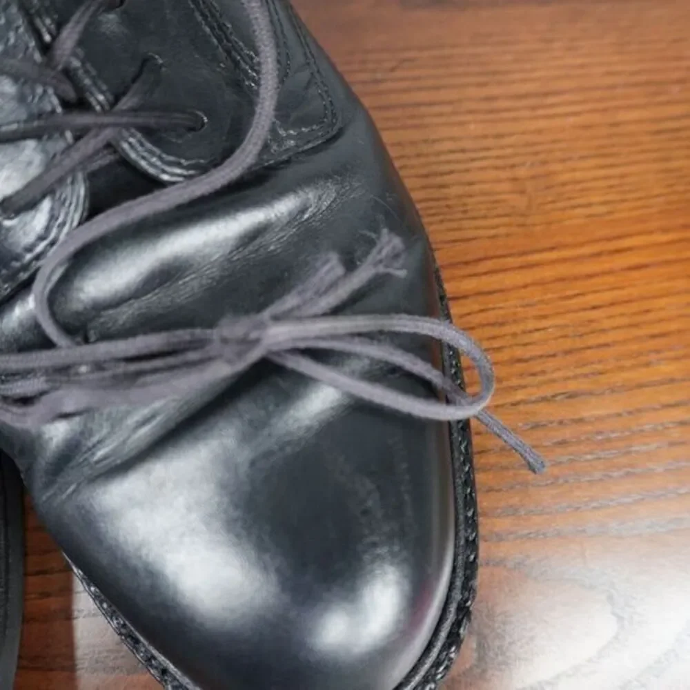 Ecco Shoes Mens Size 41 H / 7 - 7.5 Black Leather Comfort Lace Up Casual Oxford